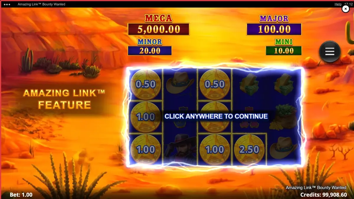 Cenário de deserto e elementos de caubói no jogo Amazing Link Bounty Wanted